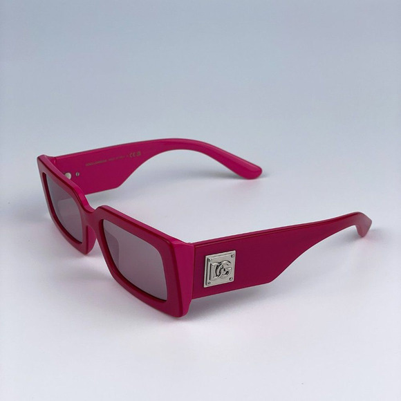  D&G DG4416 33794Z Sunglasses Metallic Pink Mirror Silver Rectangle Unisex - Picture 10 of 13
